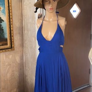 Free People Cobalt Blue Maxi Halter Backless Dress